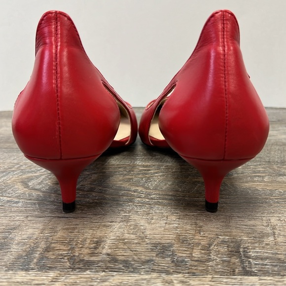 NEW Massimo Dutti Red Leather Pointed Toe Kitten Heel Pumps Size EU 39 US 8-8.5 - Picture 4 of 13